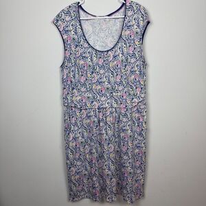 Boden Sleeveless Knit Dress Paisley Print Casual Faux‎ Wrap Pockets Stretch 16R